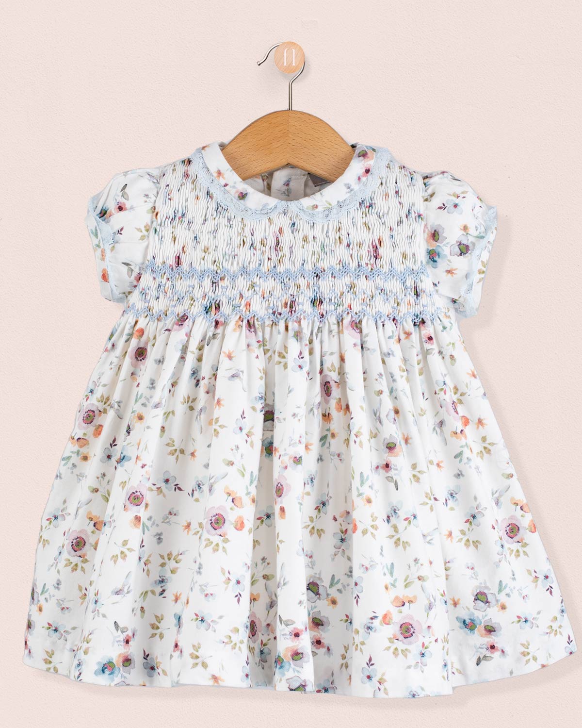 Bianca Tuscany Blue Floral Smocked Dress
